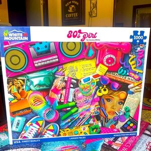 White Mountain 80s Girl Puzzle - Colorful Retro Design
